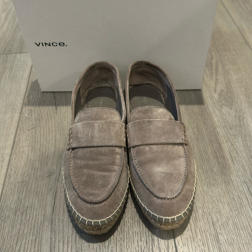 VINCE Daria Gray Suede Espadrille Loafers Sneakers Shoes Flats Sz 9 $295 leather